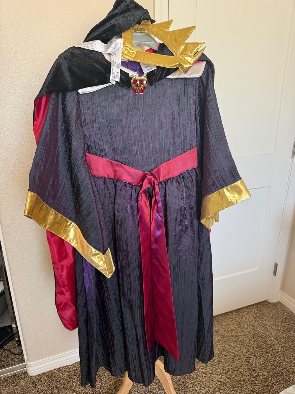 Royal Villain Kids Costume Dress with Gold Trim - Purple and Magenta Snow White